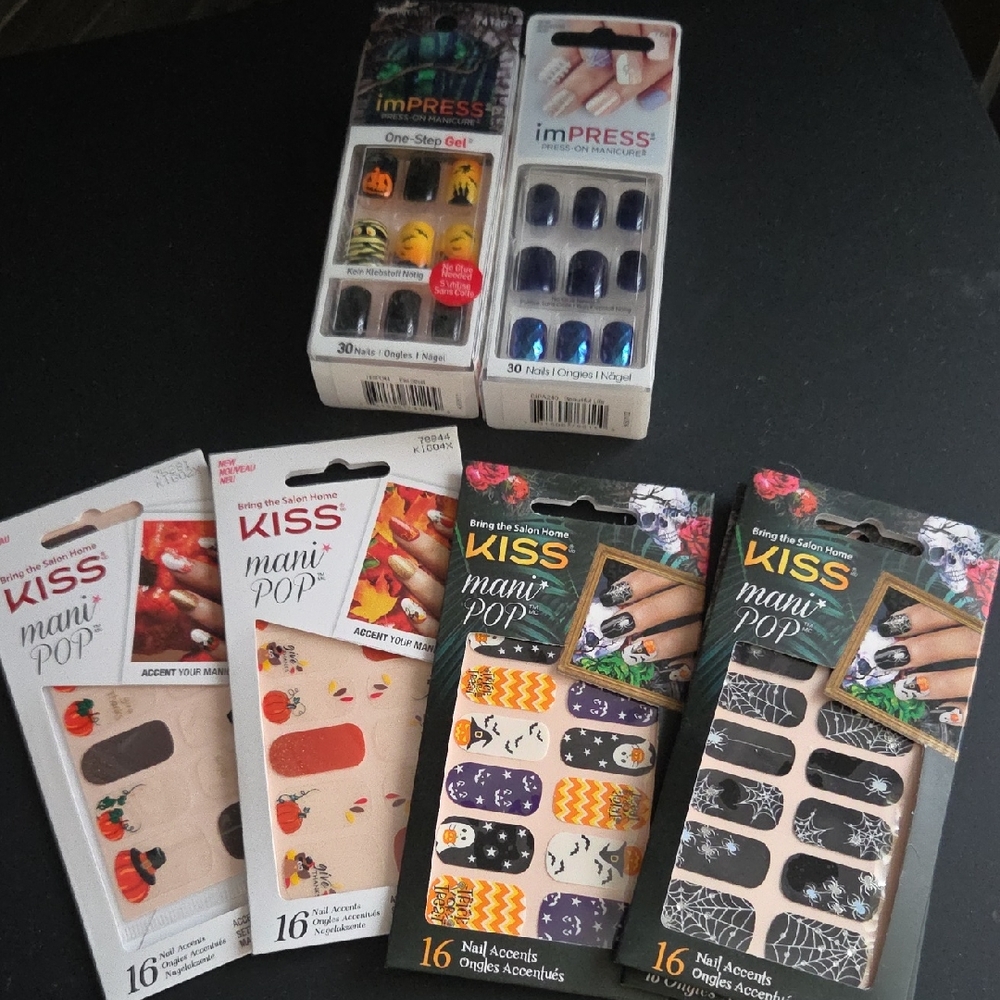 KISS maniPOP & imPRESS Nail Accents — Halloween Mix with Navy Blue
